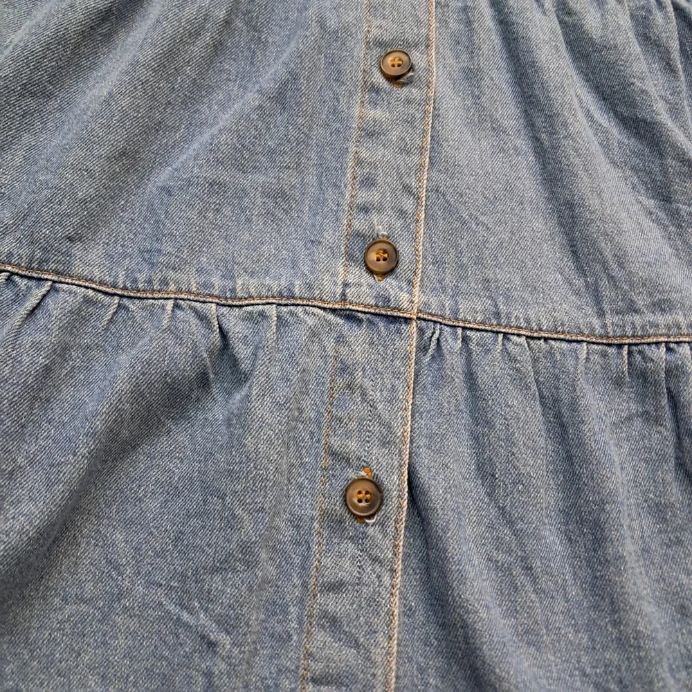 Free People Nicole Denim Shirt Dress Women's Large Blue Tiered Button Up Western - Picture 7 of 10